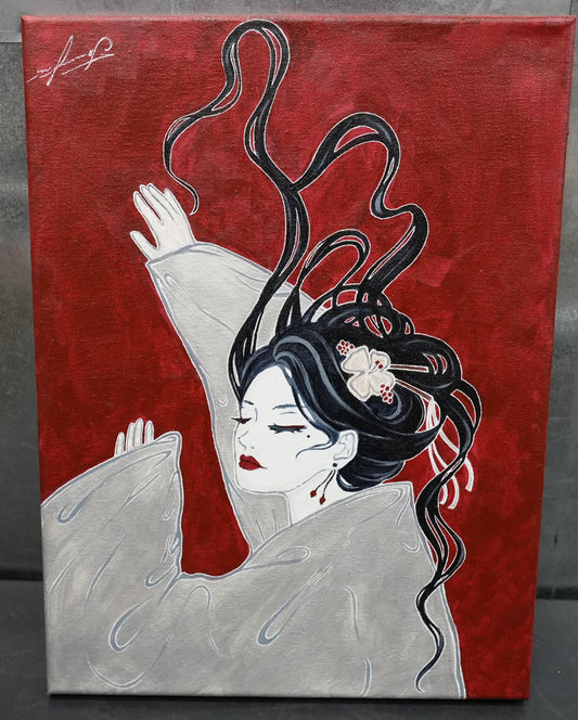 16x12 Hand Painted Gourgues Ukrainian geisha art