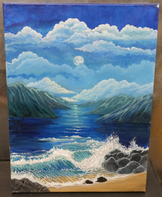 24x18 Hand Painted Early Early beach walk