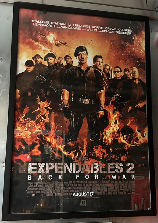 42x29 The ORIGINAL poster from NYC Movie Premier Signed by everyone from Expendables 2