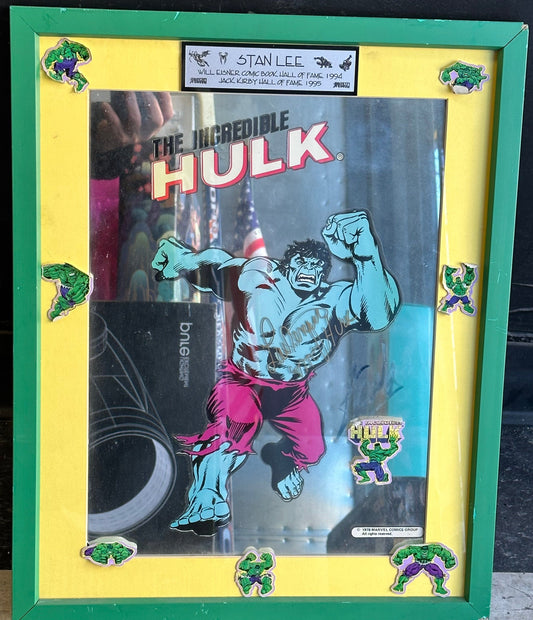 20x16 THE HAWK 1978 Marvel Mirror signed by STAN LEE and Lou Ferrigno PSA/DNA