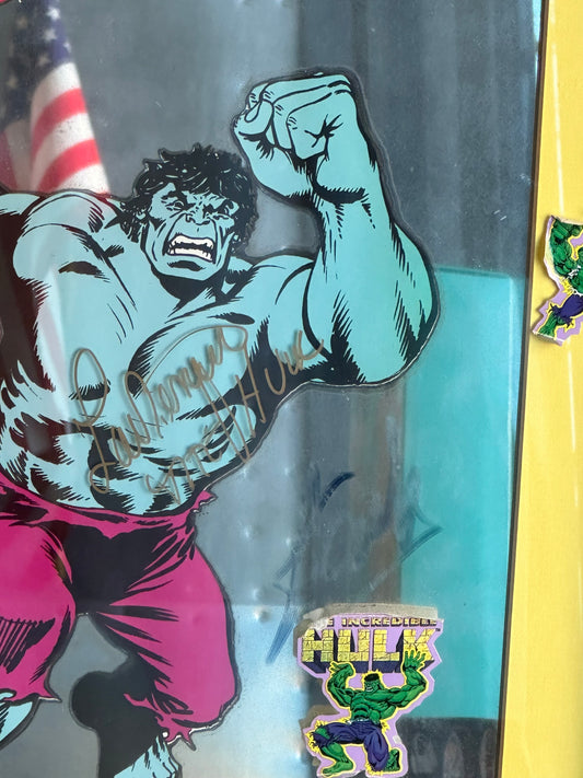 20x16 THE HAWK 1978 Marvel Mirror signed by STAN LEE and Lou Ferrigno PSA/DNA