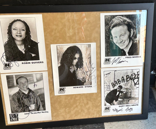 28x23 Framed with 5 - 8x10 92.3 KRock Signed by Howard Stern, Robin Quivers, Jackie "The Joke Man", Fred Norris, Gary Baba Booey