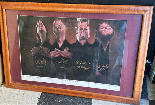 31x20 Framed Facsimile Partners in Pawn Start, Chumlee, Rick Harrison, Big Hoss and Old Man