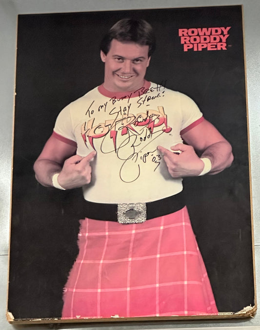 22x28 WWF WWE "HOT ROD" Roudy Roudy Piper SIGNED BY PIPER
