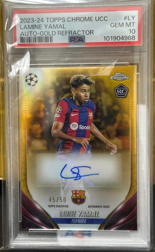 2023 Soccer Topps Chrome Lamine Yamal Auto Gold Refractor PSA 10