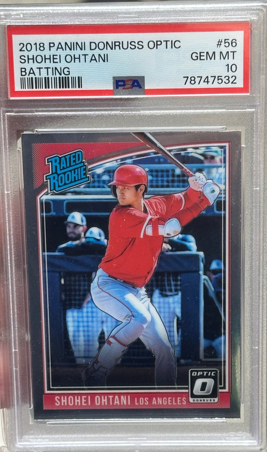 2018 Donruss Optic Red Yellow #56 Shohei Ohtani Batting RC Rookie PSA 10 MLB Baseball