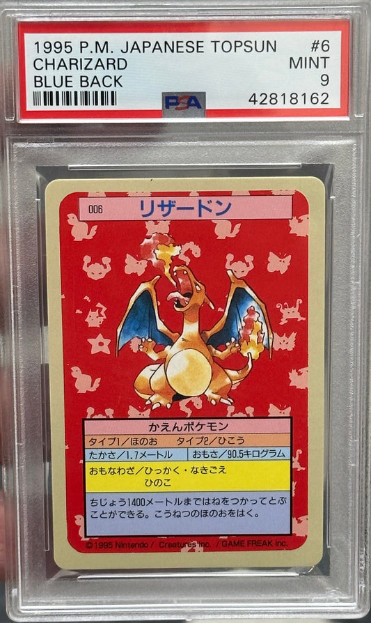 1995 P.M. Pokémon Top Sun Japanese Charizard Blue Back - #6 - PSA 9 Low Pop