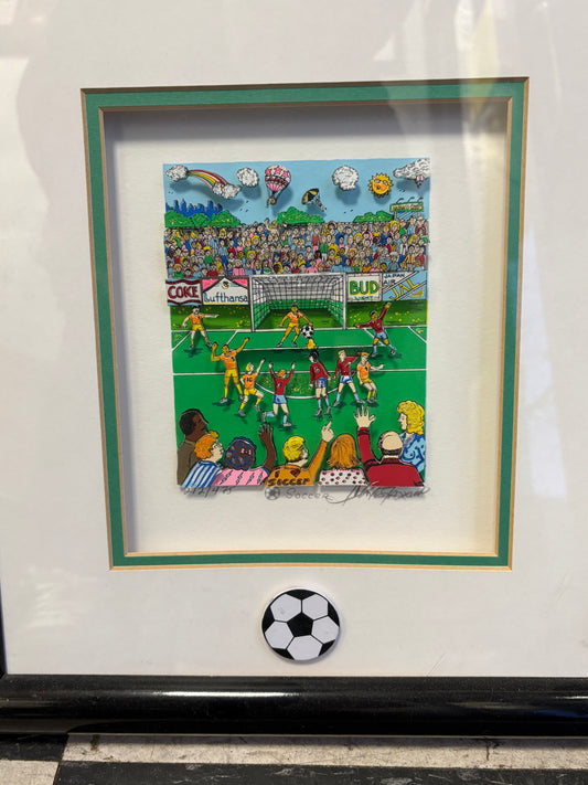 13x12 Framed Charles Fazzino Signed 3D Soccer Art