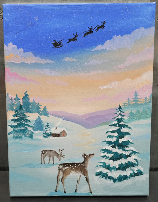 16x12 Hand Painted Santa coming to town :)